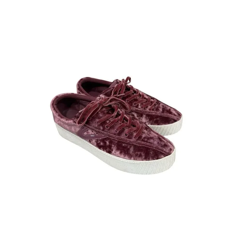 Tretorn Nylite 4 Bold Pink Crushed Velvet Low-Top Platform Sneaker Sz 9.5 Shoes - Picture 3 of 8